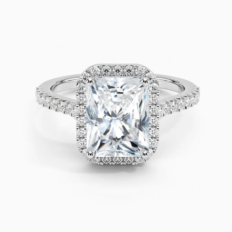 1ct Radiant Cut 14K Solid Gold Halo Ring DE VS1 VVS Excellent Cut IGI Certified Lab Grown Diamond Bridal Wedding Band Ring