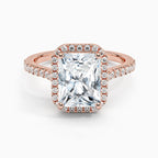 1ct Radiant Cut 14K Solid Gold Halo Ring DE VS1 VVS Excellent Cut IGI Certified Lab Grown Diamond Bridal Wedding Band Ring