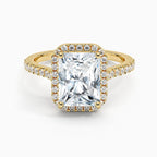 1ct Radiant Cut 14K Solid Gold Halo Ring DE VS1 VVS Excellent Cut IGI Certified Lab Grown Diamond Bridal Wedding Band Ring