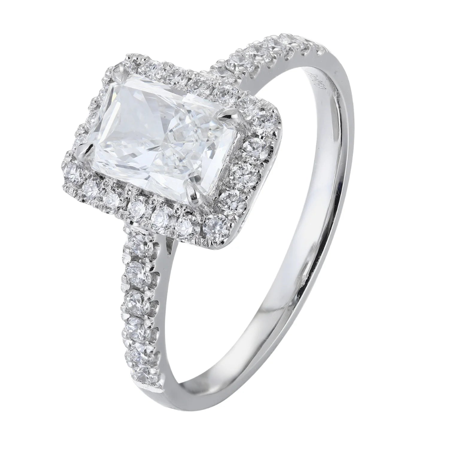 1ct Radiant Cut 14K Solid Gold Halo Ring DE VS1 VVS Excellent Cut IGI Certified Lab Grown Diamond Bridal Wedding Band Ring